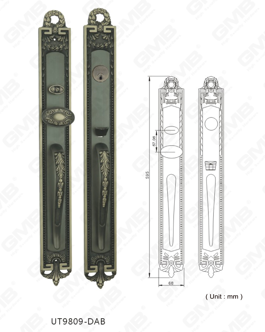 Brass extra Villam Door Palpate Door Crassitudo 40-60mm (UT9809-DAB)