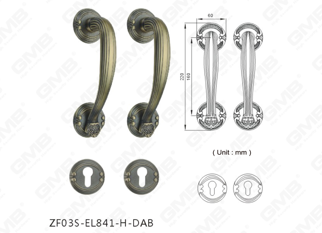 Luxuria extra portam Big cadmiae Alloy Ordo excute manubrium (ZF03S-EL841-H-DAB)