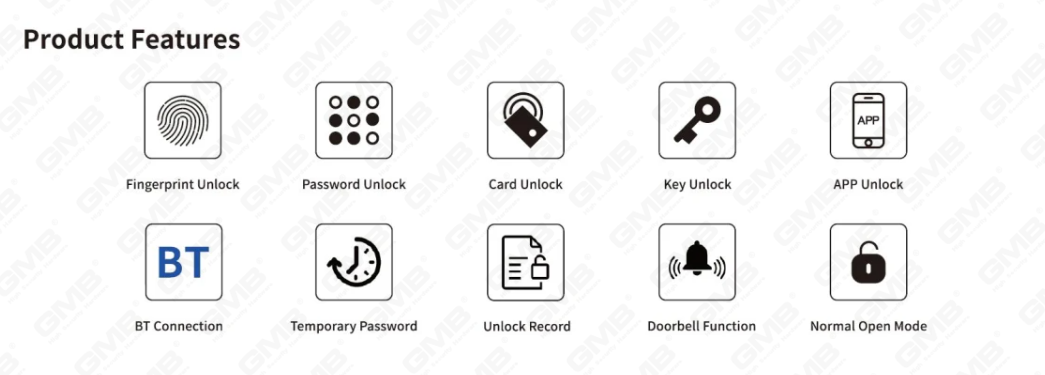 High Security FingerPrint / RFID Card / WiFi / Tuya / TT App Digital Digital Glass Glass Porta CCL (CCLV)