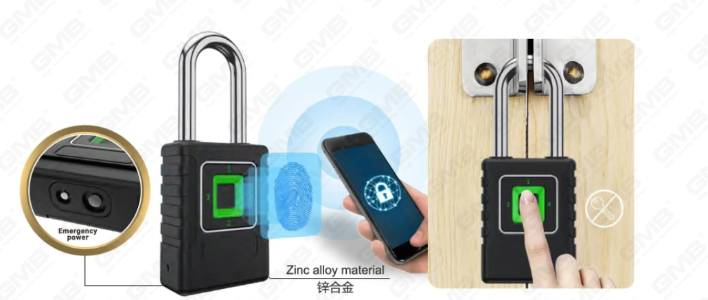 High Security Keyless IP65 WiFi Digital Fingerprint Password Tuya / TT app dolor electronic padlock