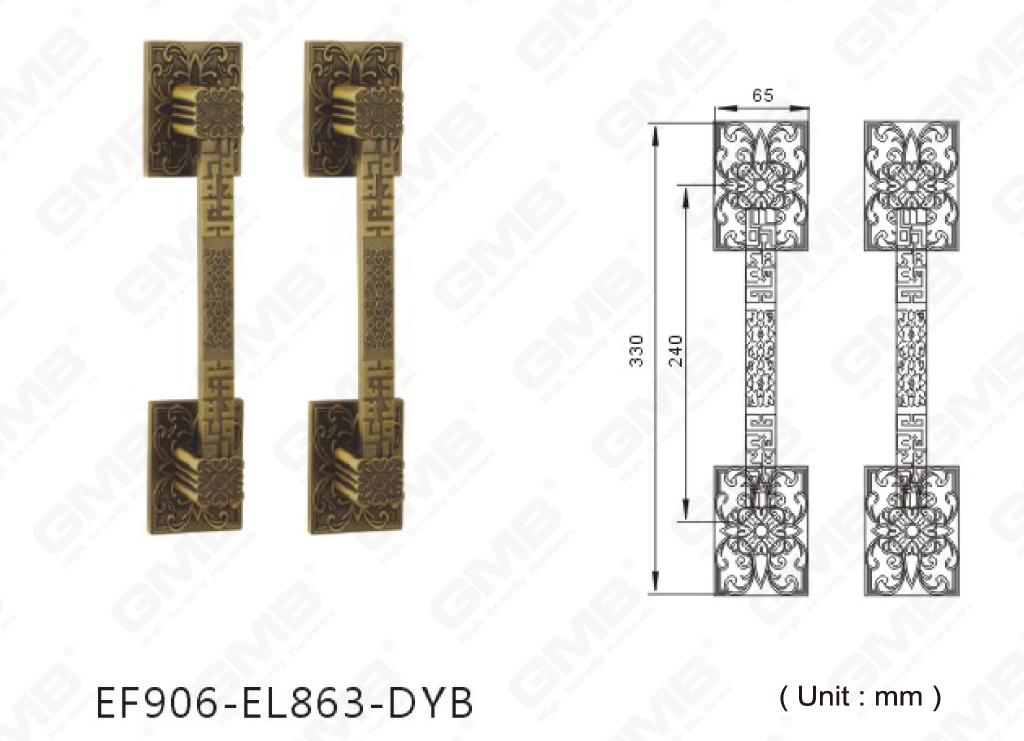 Luxuria extra portam Big cadmiae Alloy Ordo excute manubrium pro Slider Door (EF906-EL863-DYB)