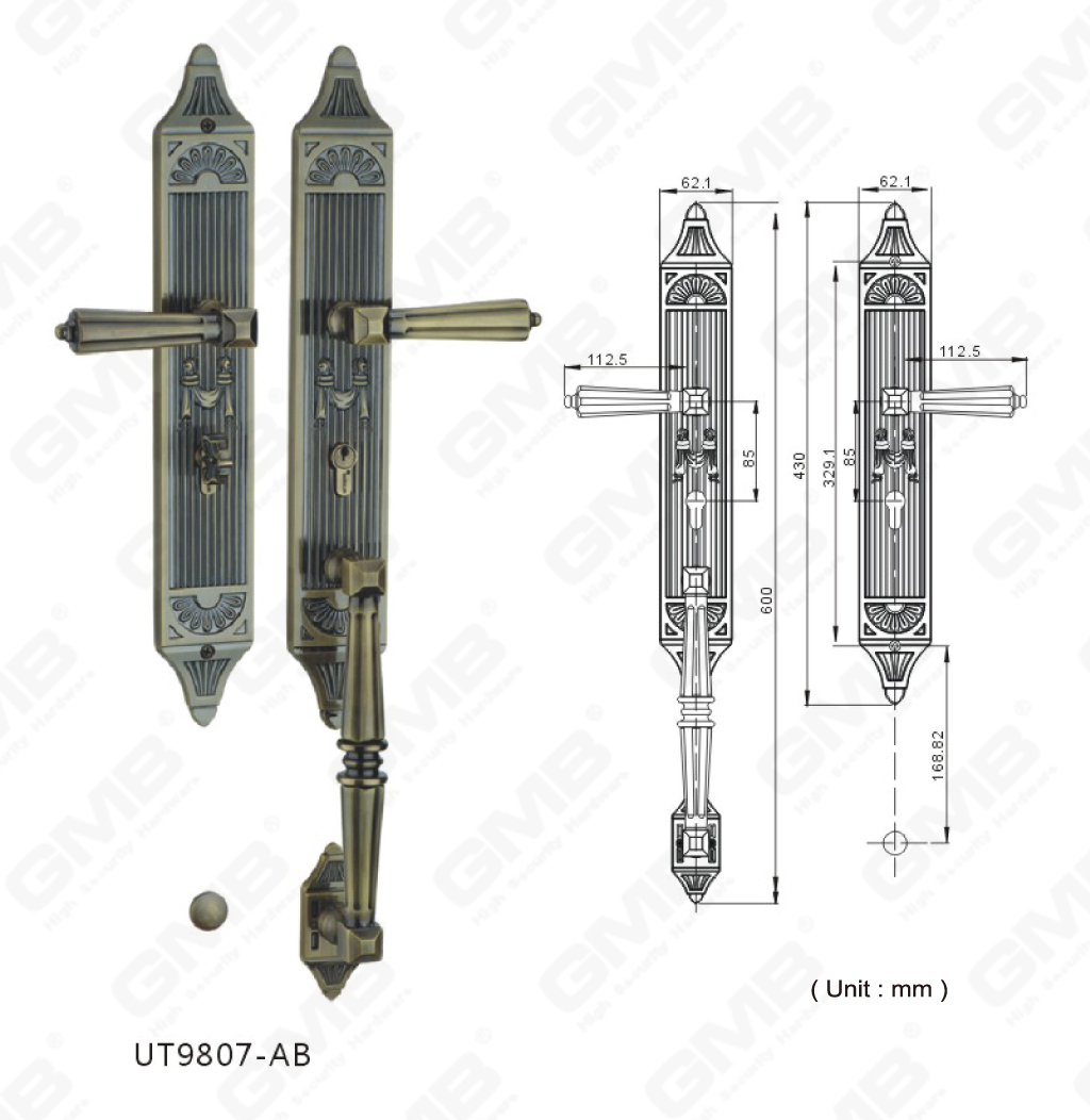 Princeps Securitatis Brass Extra Villam Door Palpate Porta For Introitus Porta (UT9807-AB)