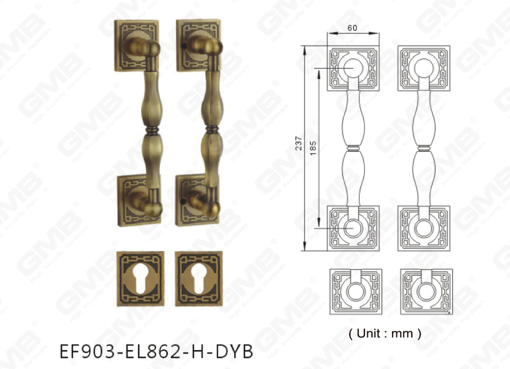 Luxuria extra portam Big cadmiae Alloy Ordo excute manubrium embedded instruitur (EF903-EL862-H-DYB)