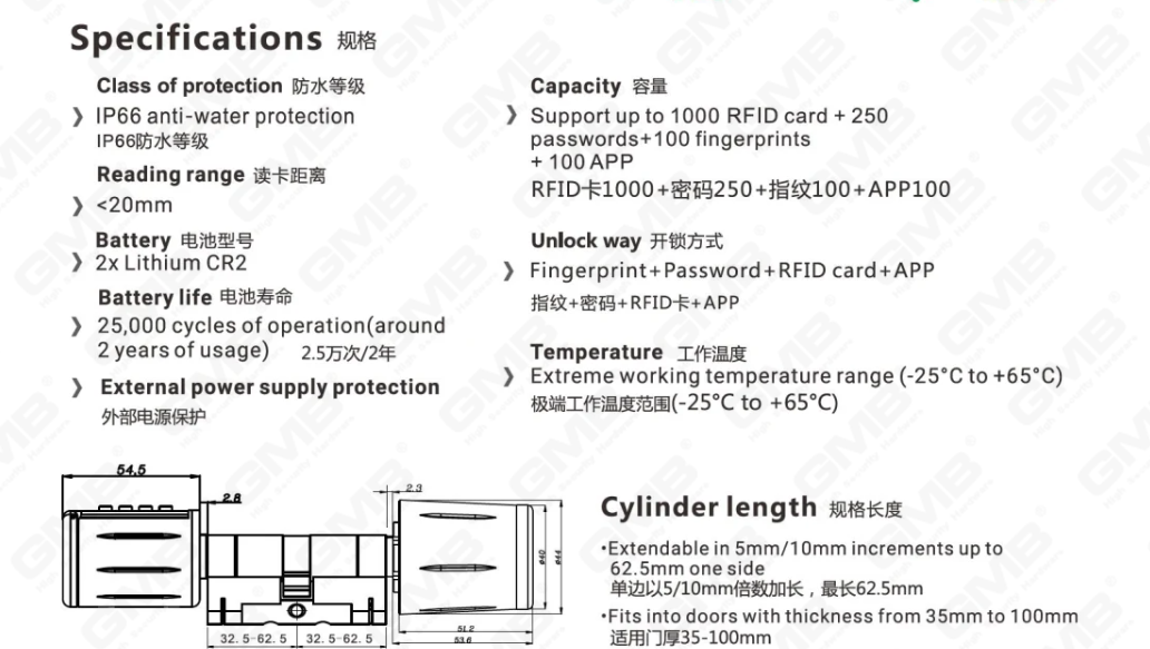 High Security Multi-Unlocking Vias IP66 Keyless Fingerprint Password RFIDWIFI Digital Populus Novifacta Modular Profile Tuya / TT app dolor electronic ostium cincinno cylindri