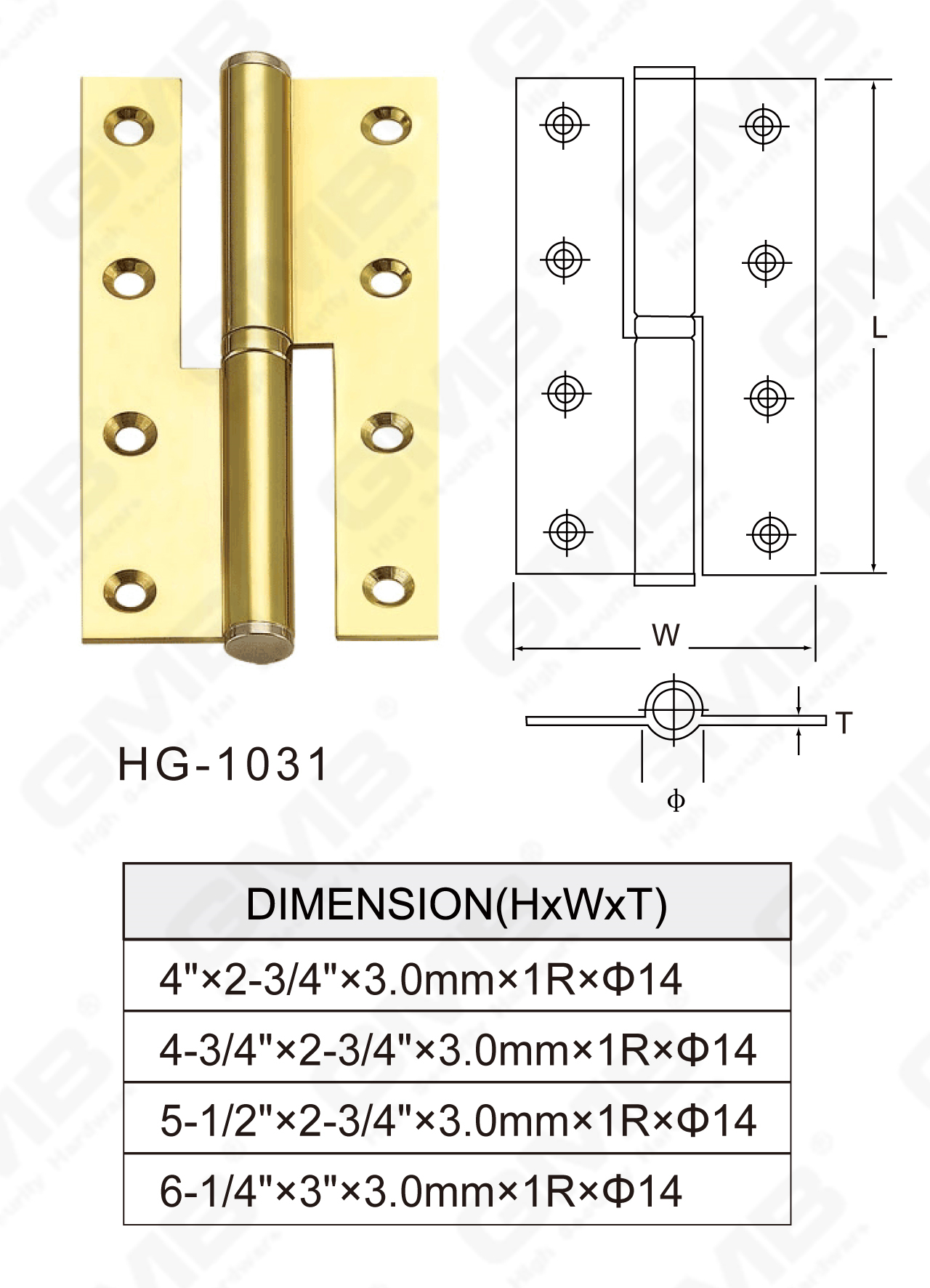 Brass Hinge Series_HG, 1031-67