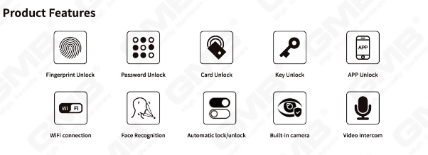 High Security FingerPrint / RFID Card / WiFi / Tuya / TT app / cum camera intelligentes anti-Peep Digital Smert Porta Tenor (DCCCXXIV)